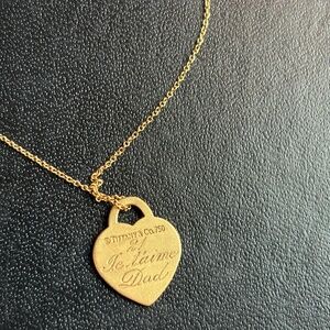 Tiffany & Co. 18K gold 18” heart tag necklace.